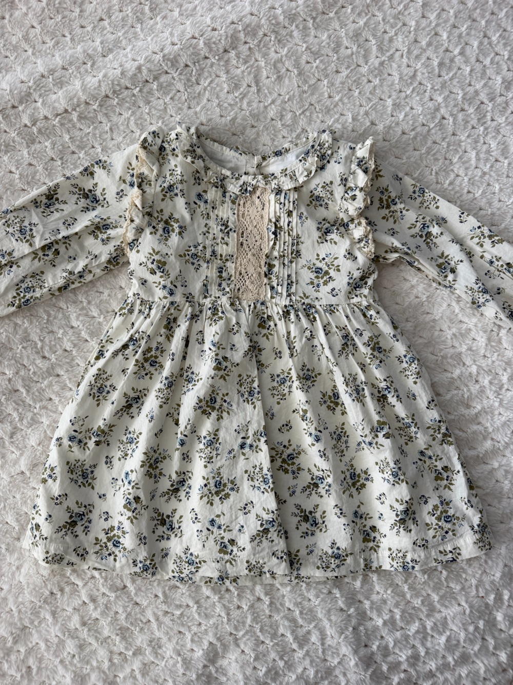 Floral Lace-Trim Prairie Dress 12M